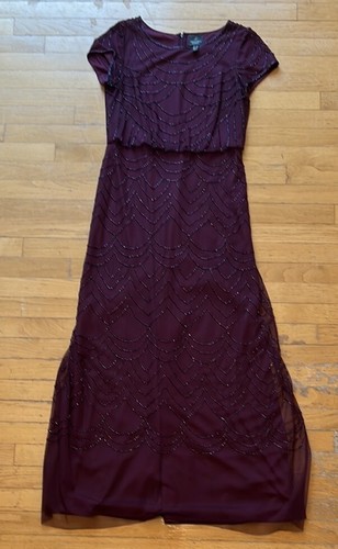 Adrianna Papell Burgundy Blouson Maxi Dress with Cap Sleeves - Picture 6 of 6