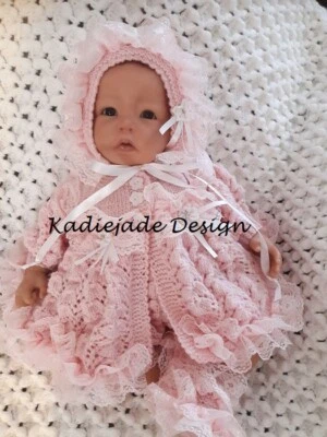 KADIE-JADE Baby Knitting Pattern #24 - To make a 6 Piece Matinee Set for 0-3/3-6m Baby