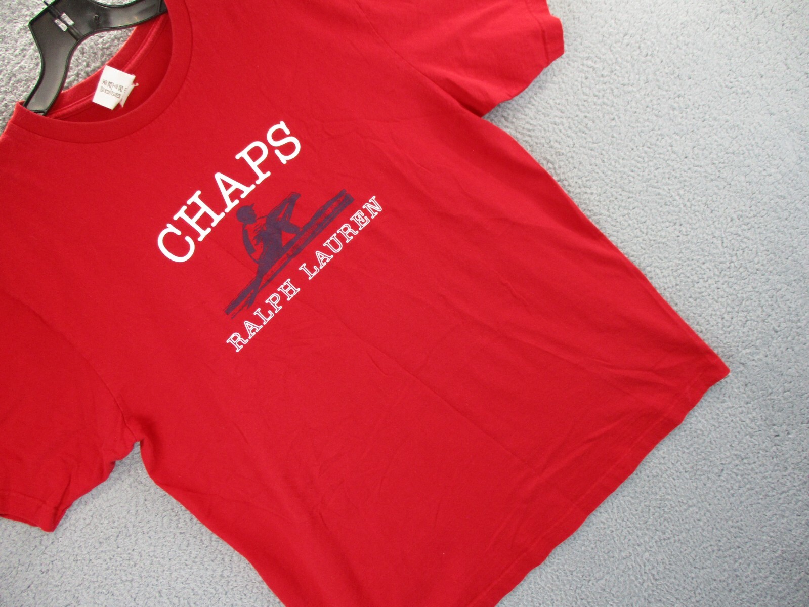 FILA Camicia vintage Ralph Lauren Chaps da uomo extra large rossa spell out manica corta