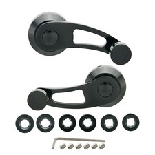 Black Billet Aluminum Window Handle Crank Kit Set Of 2 Chevy Ford Mopar 3.50
