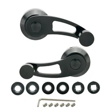 Black Billet Aluminum Window Handle, Crank Kit Set of 2 Chevy Ford Mopar 3.50"