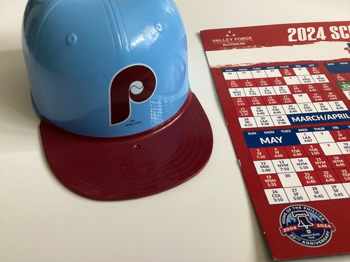 PHILLIES 2024 MAGNET SCHEDULE & RETRO BLUE/MAROON ICE CREAM HELMET HAT SGA - Picture 2 of 3