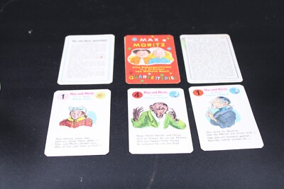 Spielekarten Quartettspiel Spiel Max & Moritz Vollständig 24 Karten Vintage