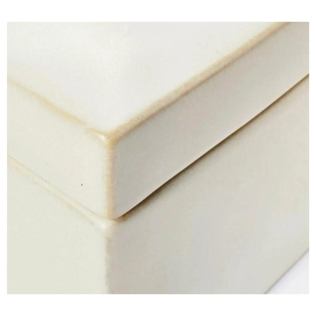 Threshold Carved Ceramic Decorative  Square Storage Box 5" x 5", Classic Style