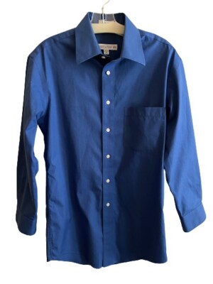 joseph feiss dress shirts non iron Non Iron Joseph & Feiss Men's Blue Long Sleeve Dress Shirt Size 14.5 -  32/33