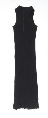 Divided by H&M Damen Maxi schwarz Baumwollmischung Größe S Stehkragen Reißverschluss