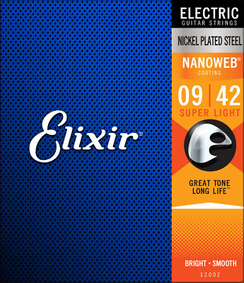 Elixir  12002 Electric Strings with NANOWEB  Coating, Super Light (.009-.042)