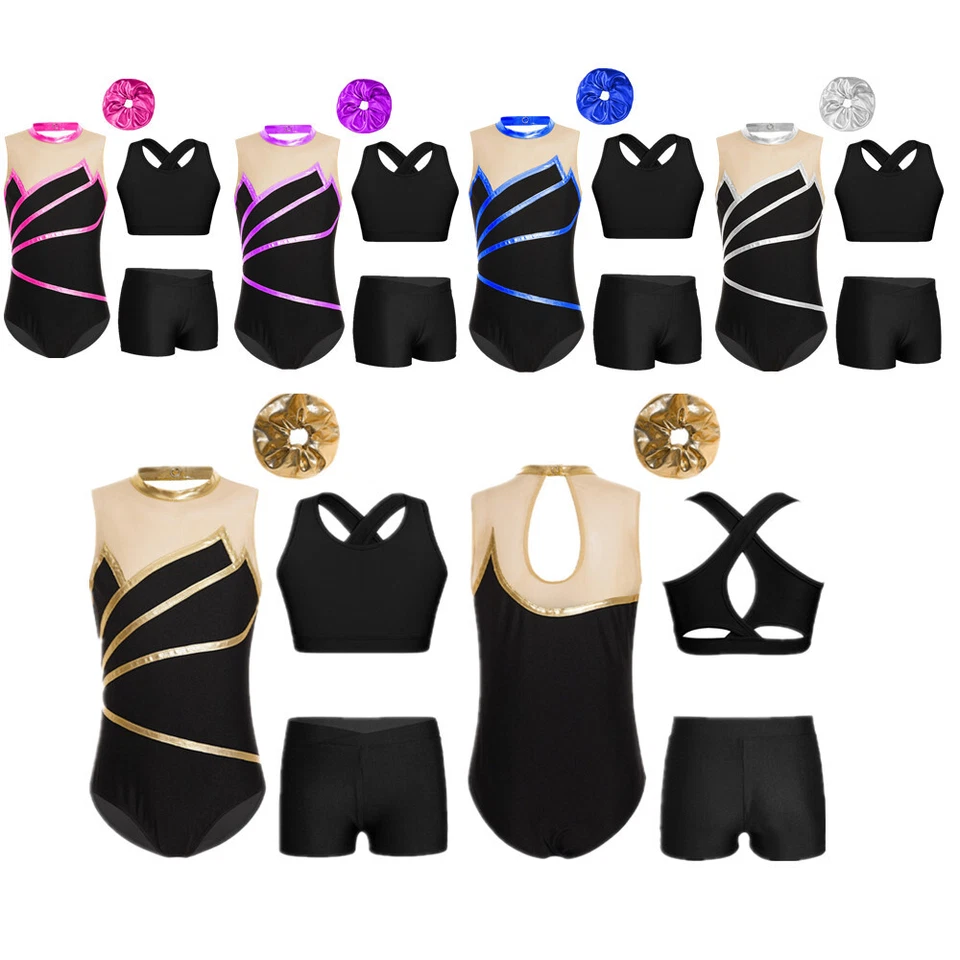 Girls Outfit Teens Unitard Turtleneck Jumpsuit Tanks And V-front Waistband Set - Image 3 of 4