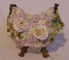 Fabulous German Dresden Schneeballen  Millefiori Snowball Bowl Roses Carnations