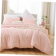 Pink Comforter Size 3Pcs, Boho Vertical Tufted Comforter Set Pink King Blush