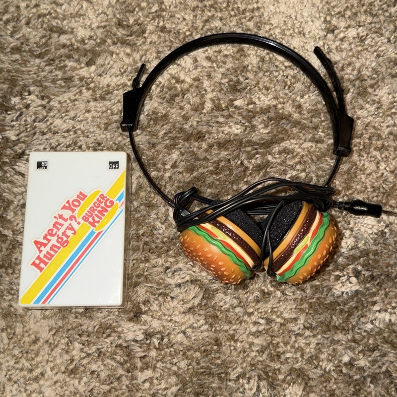 Vintage 1983 Radio Shack Burger King Pocket Radio With Headphones Tested Working