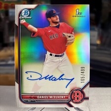 Daniel McElveny 2022 Bowman 1st Chrome Refractor AUTO Boston Prospect SSP /499