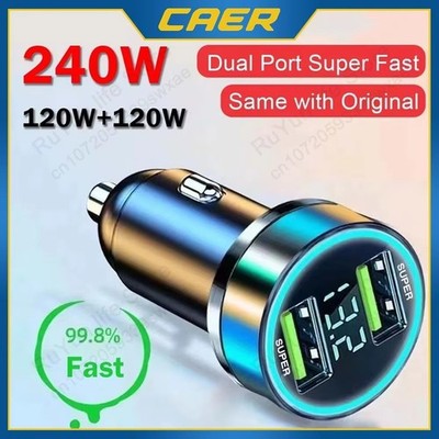 240W  Auto schnell Ladegerät 2x USB für IPhone Samsung Huawei Zigarettenanzünder