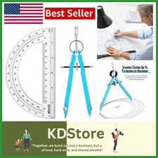 Sky Blue Student Geometry Set with Compass  6-Inch Protractor