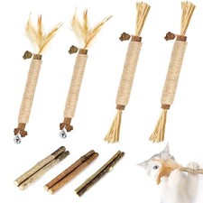 Natural Catnip Silvervine Sticks - 10 Pack Chew Toys for Indoor Cats Kittens,