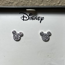 Disney Girls/Tween CZ Sterling Silver Mickey Stud Earrings New no Lid For Box 