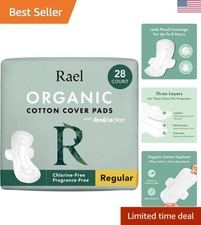 Organic Cotton Cover Pads - Unscented, Ultra Thin, Regular Absorbency - 28 Count