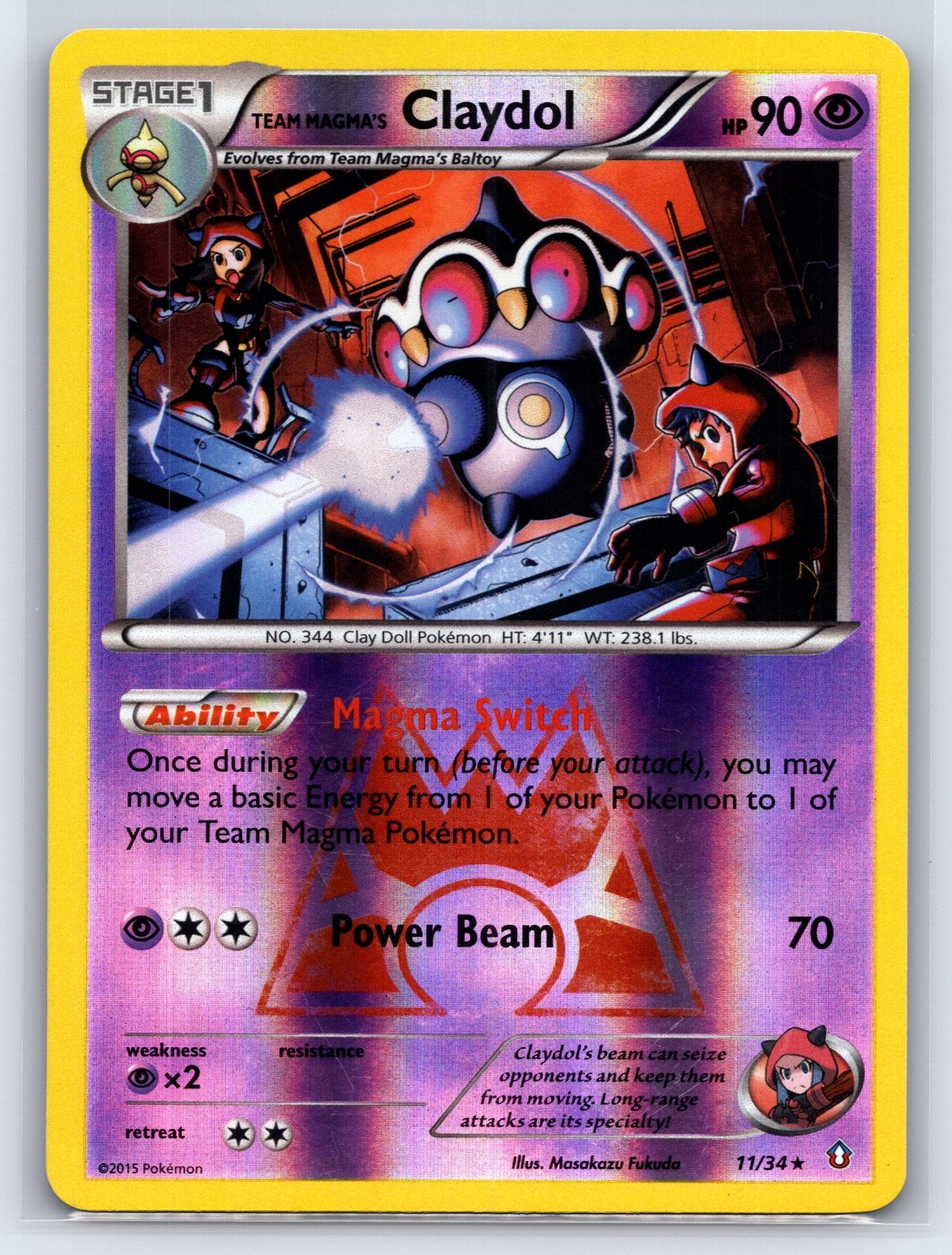 Team Magma's Claydol Reverse Holo Holo Rare Double Crisis 11/34 NM