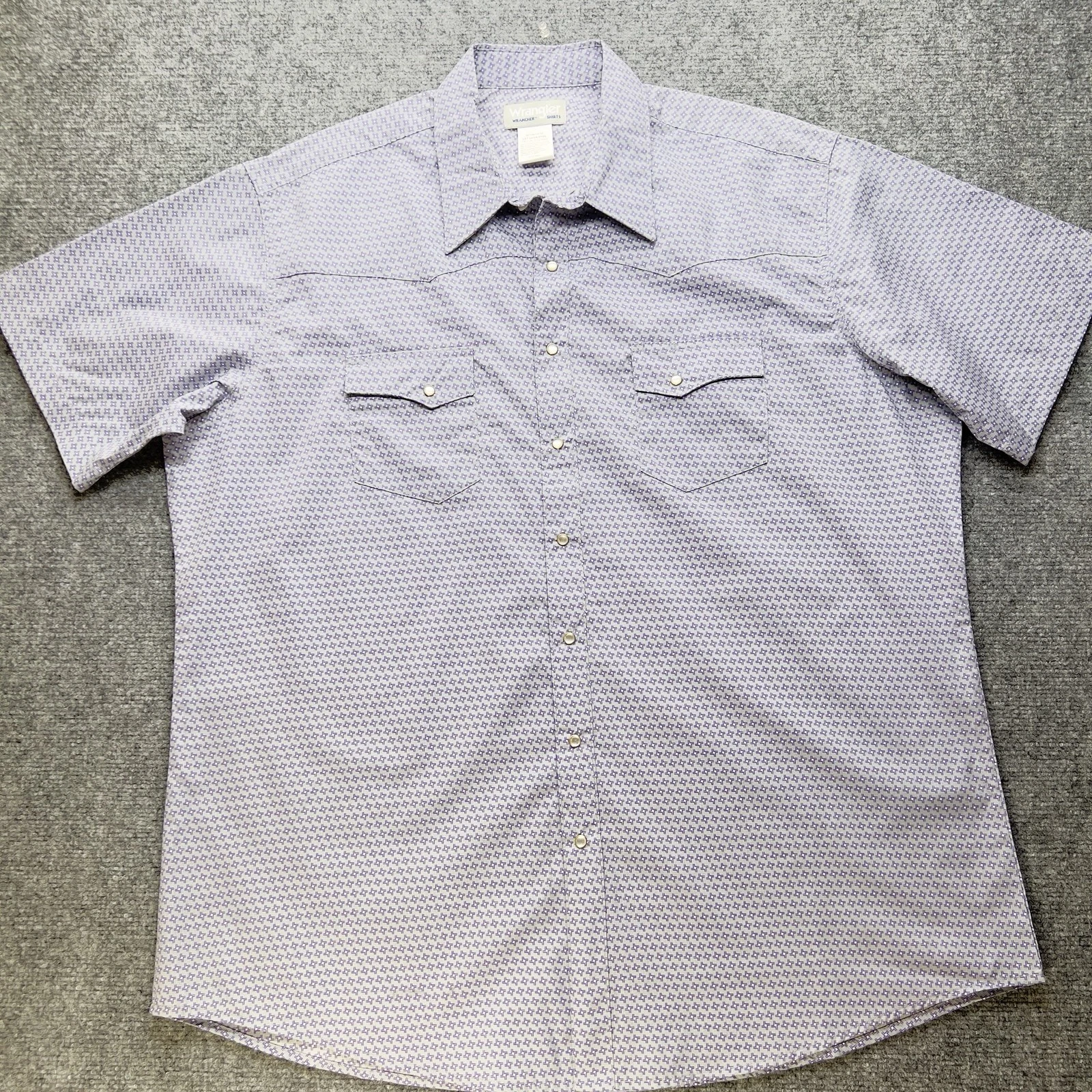 Wrangler Snap Front Shirt Mens XL Gray Geometric Short Sleeve Western Cowboy
Opens in a new window o