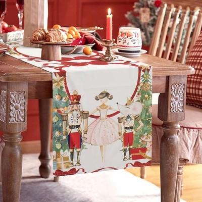 Christmas Runner Tabletop Cotton Decorations Christmas Centerpiece Odette 7145