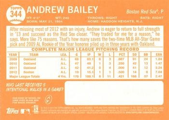 Andrew Bailey 2013 Topps Heritage 344 Boston Red Sox Baseball Card - Picture 2 of 2