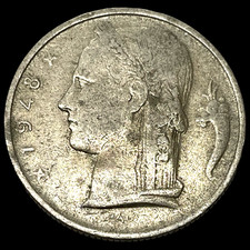 1948 Belgium 5 Francs World Coin Rau KM# 135 Lot C12-283 Dutch Legend