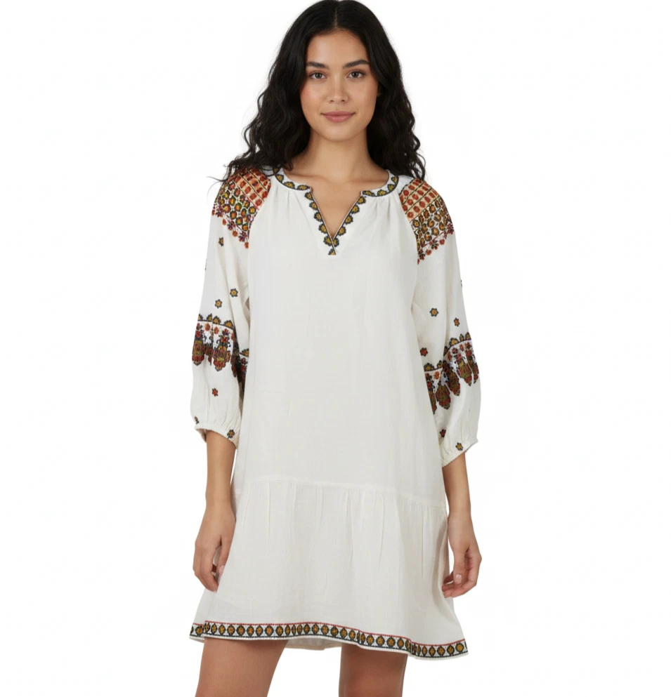 karen kane embroidered tiered dress Flare Sleeve Embroidered Dress – Karen Kane
