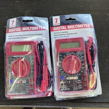 Centech Red Digital Multimeter 7-Function with Leads Voltage Tester SET OF 2