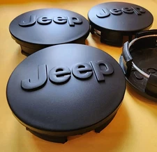 Jeep Set of 4 Black 63 mm Wheel Center Caps Grand Cherokee Wrangler Compass 2.48