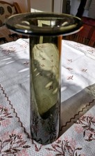 Ikea Vase Rauchglas Glasvase Tischvase Turmalin grün Höhe 26  cm Handmade