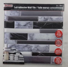 11 PCS Peel Stick Wall Tile ADH Mosaic Black/White/Grey Lightweight 12" $38.99