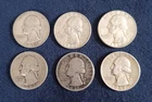 Lot Of (6) Six Mixed 90% Silver Quarters Circulated $ 1.50 FV  GG23