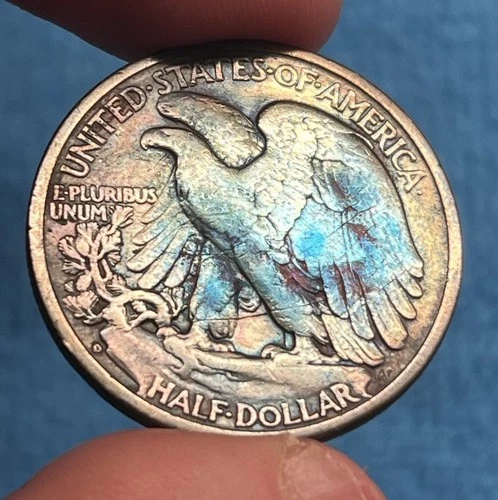 1942 Walking Liberty Half Dollar - Natural Rainbow Toning - Violet Blue Obv/Rev