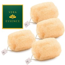 Natural Egyptian Loofah Exfoliating Body Scrubber Pack of Pack 4, Beige