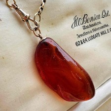 Antique Large Baltic Amber Pendant with 9k Rose Gold Fittings