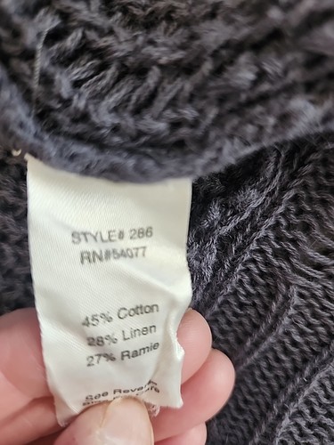 CABI Cardigan donna cottage aperto davanti maglia blu/grigio maniche corte cappuccio M - Foto 10 di 10