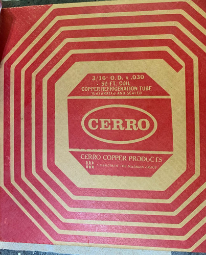 45 foot coil of 3/16" O.D. x .030 Copper Refrigeration Tube
