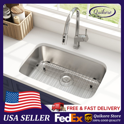 Quikore 30x18 Undermount Curved 18 Gauge Stainless Steel Kitchen Sink