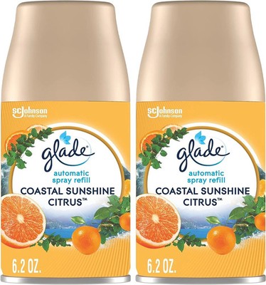 Glade Automatic Spray Refills, Air Freshener, Coastal Sunshine Citrus, 6.2 Oz, 2