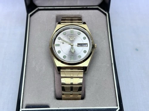 Vintage SEIKO 5 Automatic Day Date movement 6309A japan made men's Gold Tone