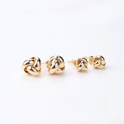 14K Gold Knoten Ohrringe, zierliche Liebesknoten Ohrstecker, minimalistische gedrehte Knoten Ohrringe