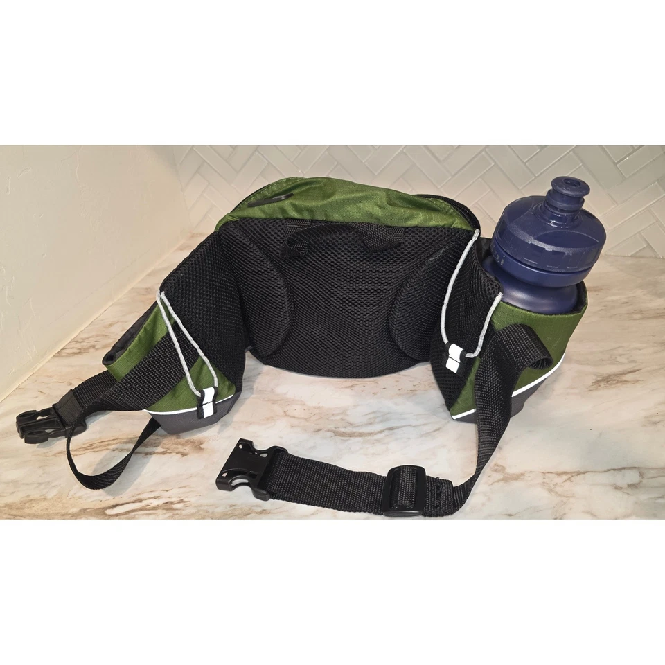 Riñonera bolsa cinturón riñonera senderismo botella de agua gris verde productos para exteriores Foto 4 de 4