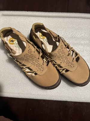 Jambu Originals Horizon Leather T-Strap Sneaker 8 ~ Beige Relax Foam NEW