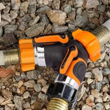 Orange Metal Giraffe Tools Garden Hose Splitter 2 Way for Outdoor Faucet Spigot