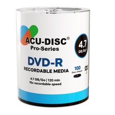 100 Pack ACU-DISC Pro-Series Blank Recordable DVD-R 16x 4.7GB 120 Min Discs