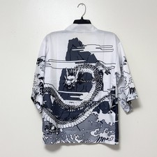 NosiiJatDN Dragon Print Kimono Top Medium Unisex Japanese Style Streetwear