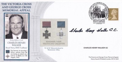 Victoria Cross & George Cross Cover signiert C H Walkers GC George Kreuzhalter