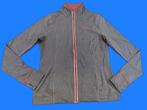 Abercrombie Fitch Athletic Jacket Womens S Gray Full Zip Long Sleeve Stand Blue