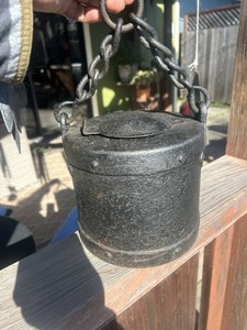 Antique Original Civil War Grease Sponge Bucket Cannonball