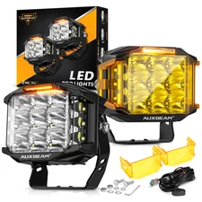 2X AUXBEAM 5" 84W LED Work Light Driving Flood Spot + Amber Covers for Dodge Ram